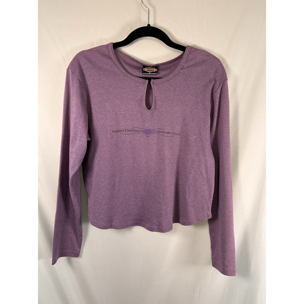 Harley Davidson Large Long‎ Sleeve Shirt V Neck Purple Valley Forge Pennsylvania